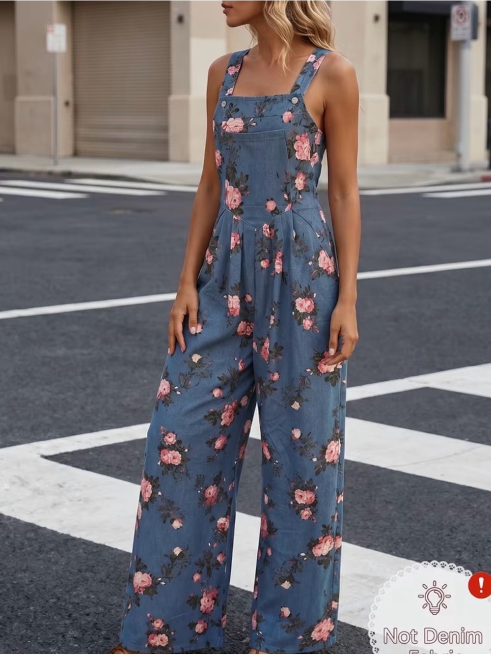 Floral Blue Wide-Leg Jumpsuit- NWOT!!